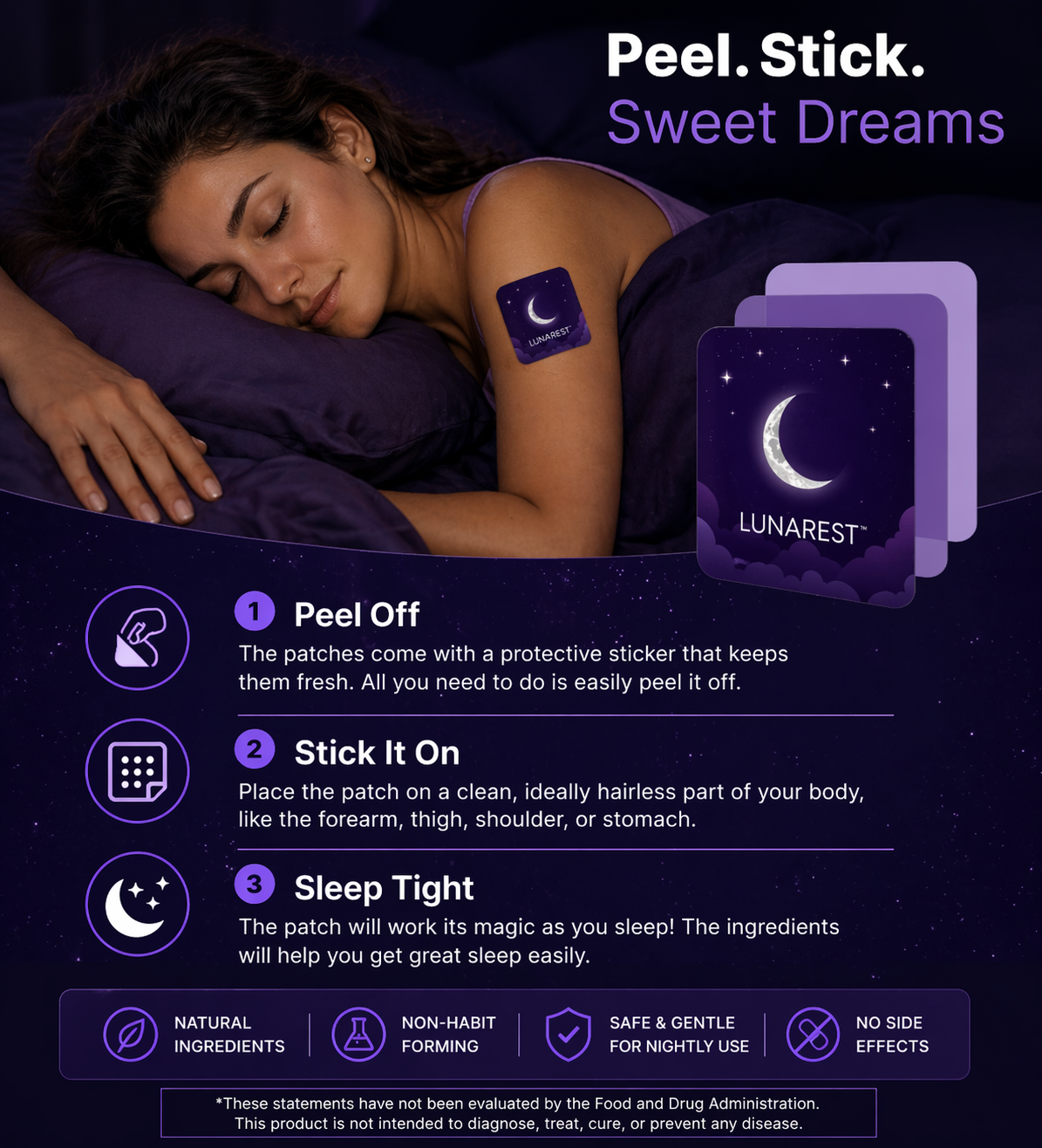 LunaRest Sleep Patches Extra Strength with Melatonin | 28 Patches