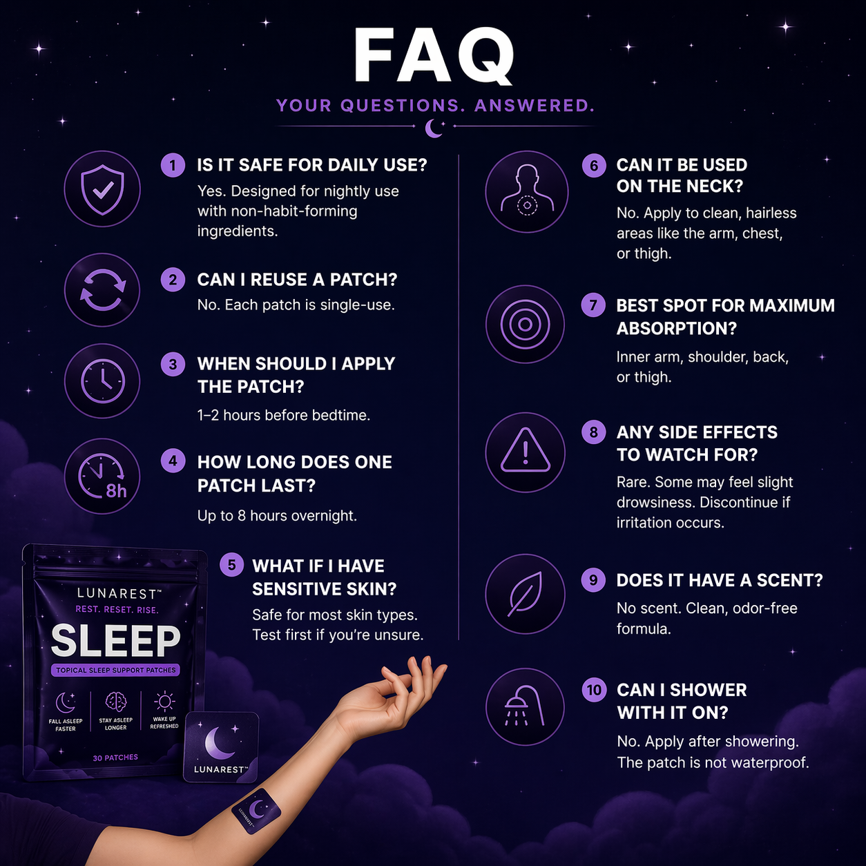 LunaRest Sleep Patches Extra Strength with Melatonin | 28 Patches