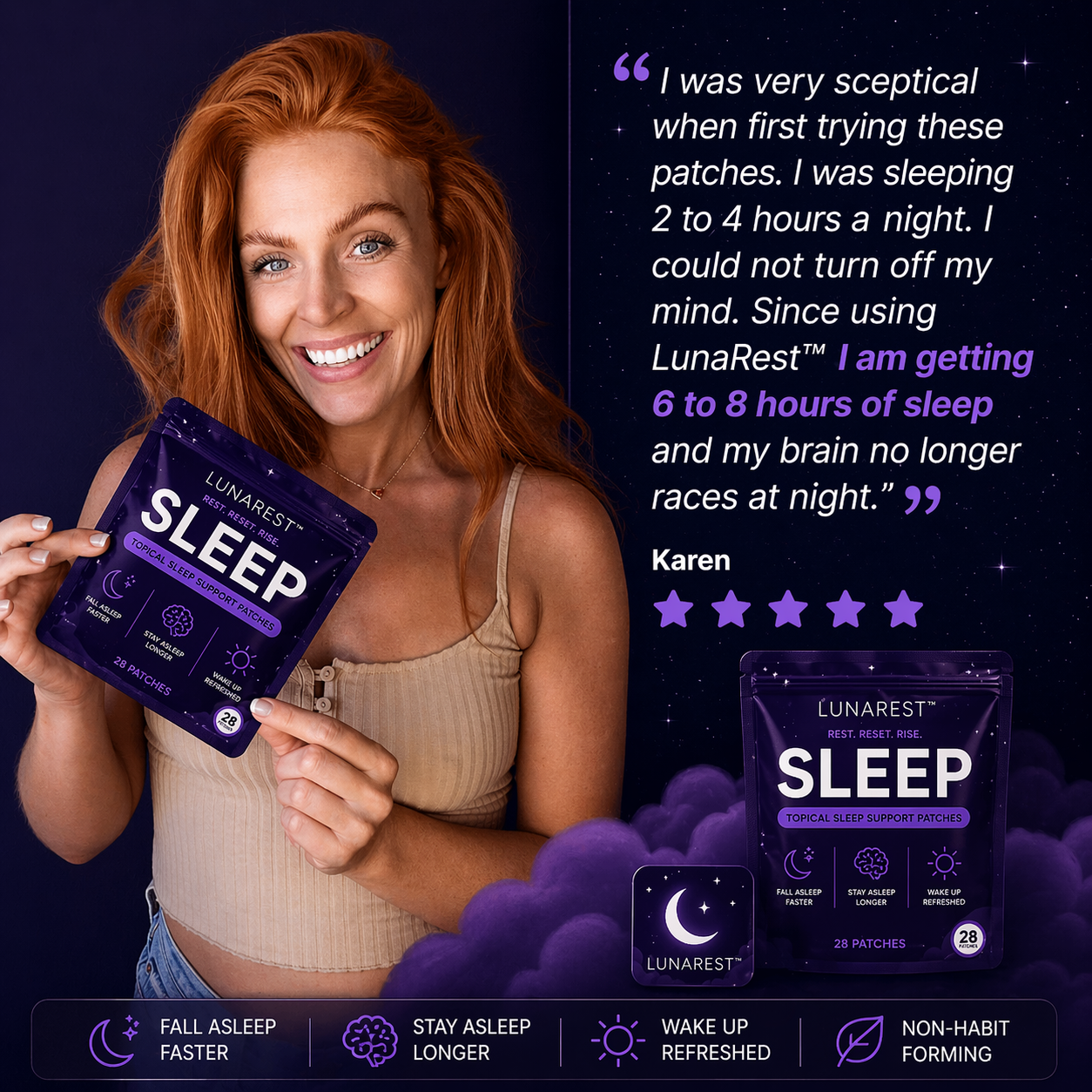 LunaRest Sleep Patches Extra Strength with Melatonin | 28 Patches
