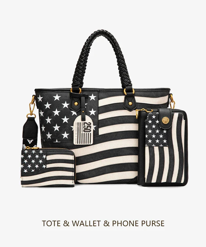 Montana West Vintage American Flag Tote Bag