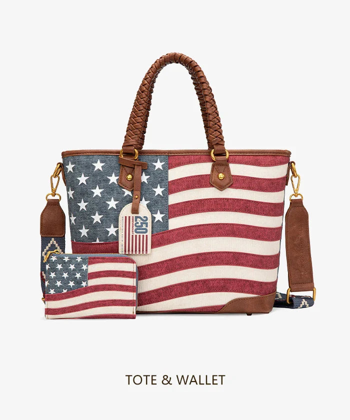 Montana West Vintage American Flag Tote Bag