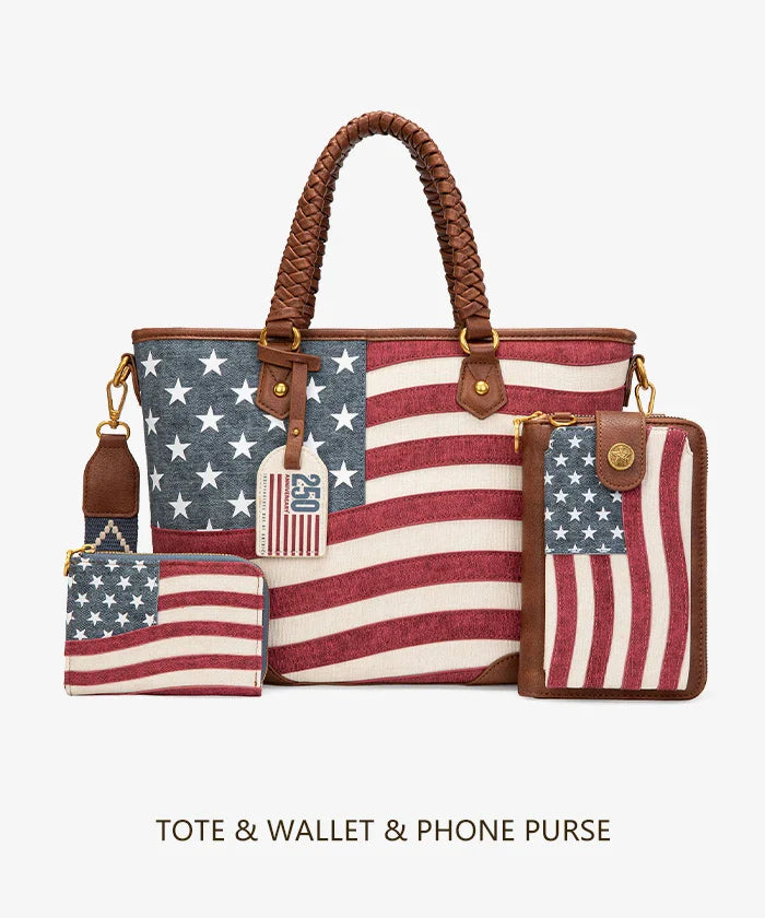 Montana West Vintage American Flag Tote Bag