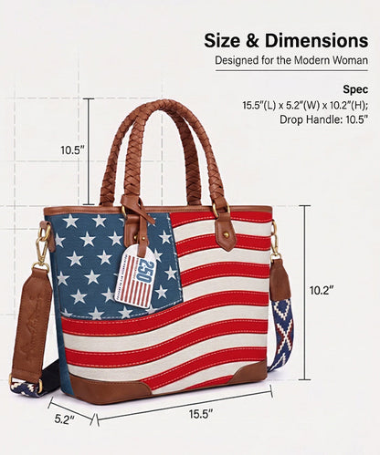 Montana West Vintage American Flag Tote Bag