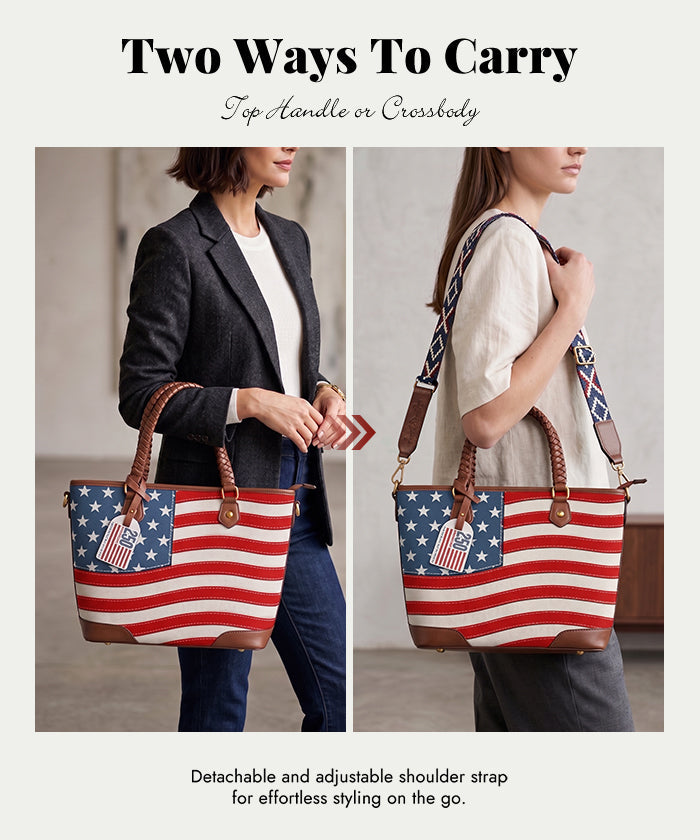 Montana West Vintage American Flag Tote Bag