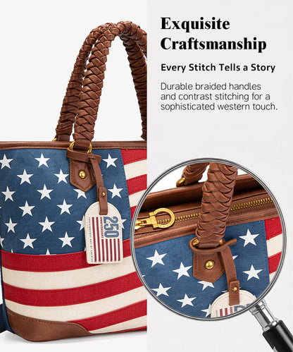 Montana West Vintage American Flag Tote Bag