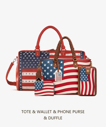 Montana West Vintage American Flag Tote Bag