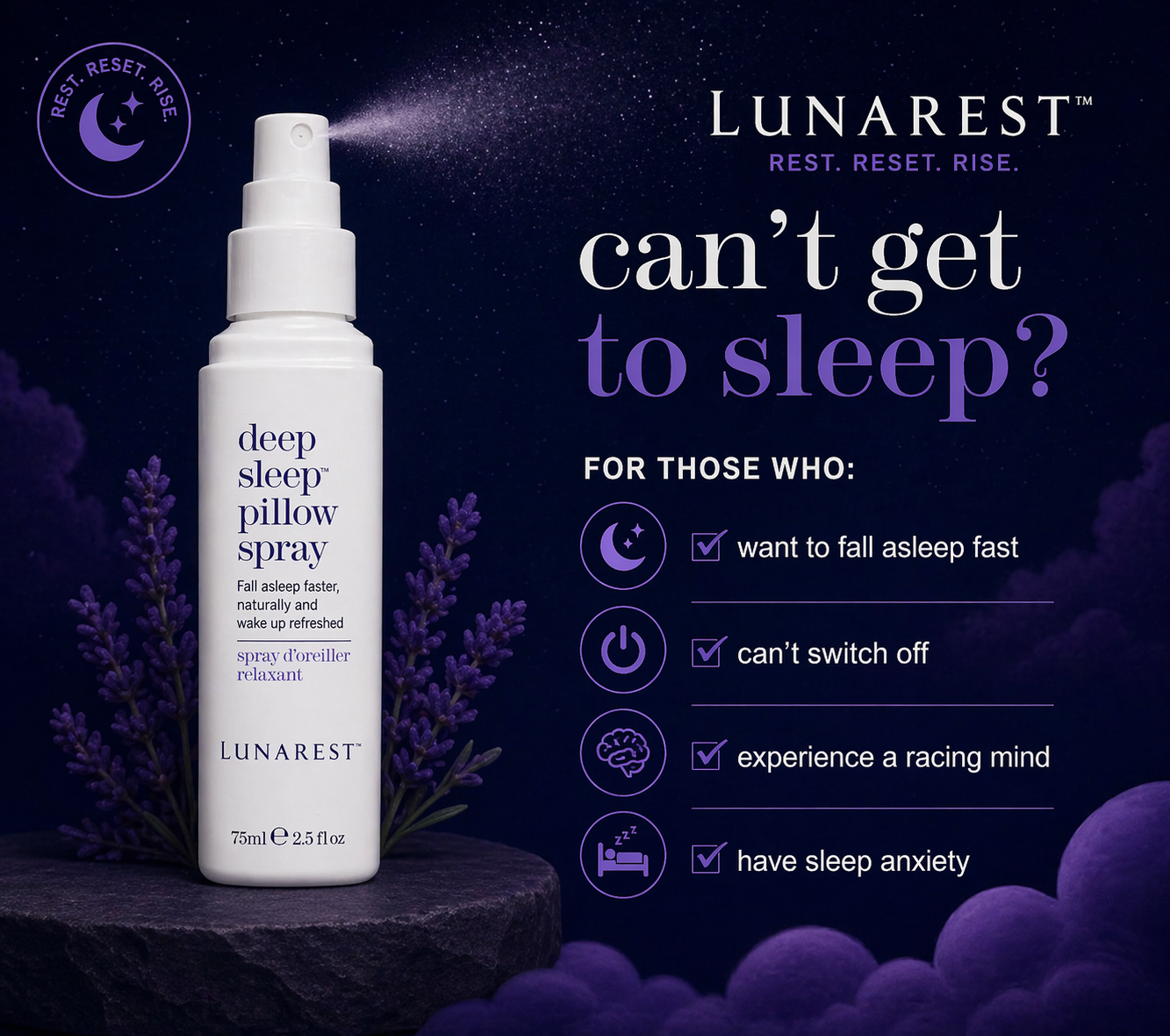 LunaRest Deep Sleep Pillow Spray